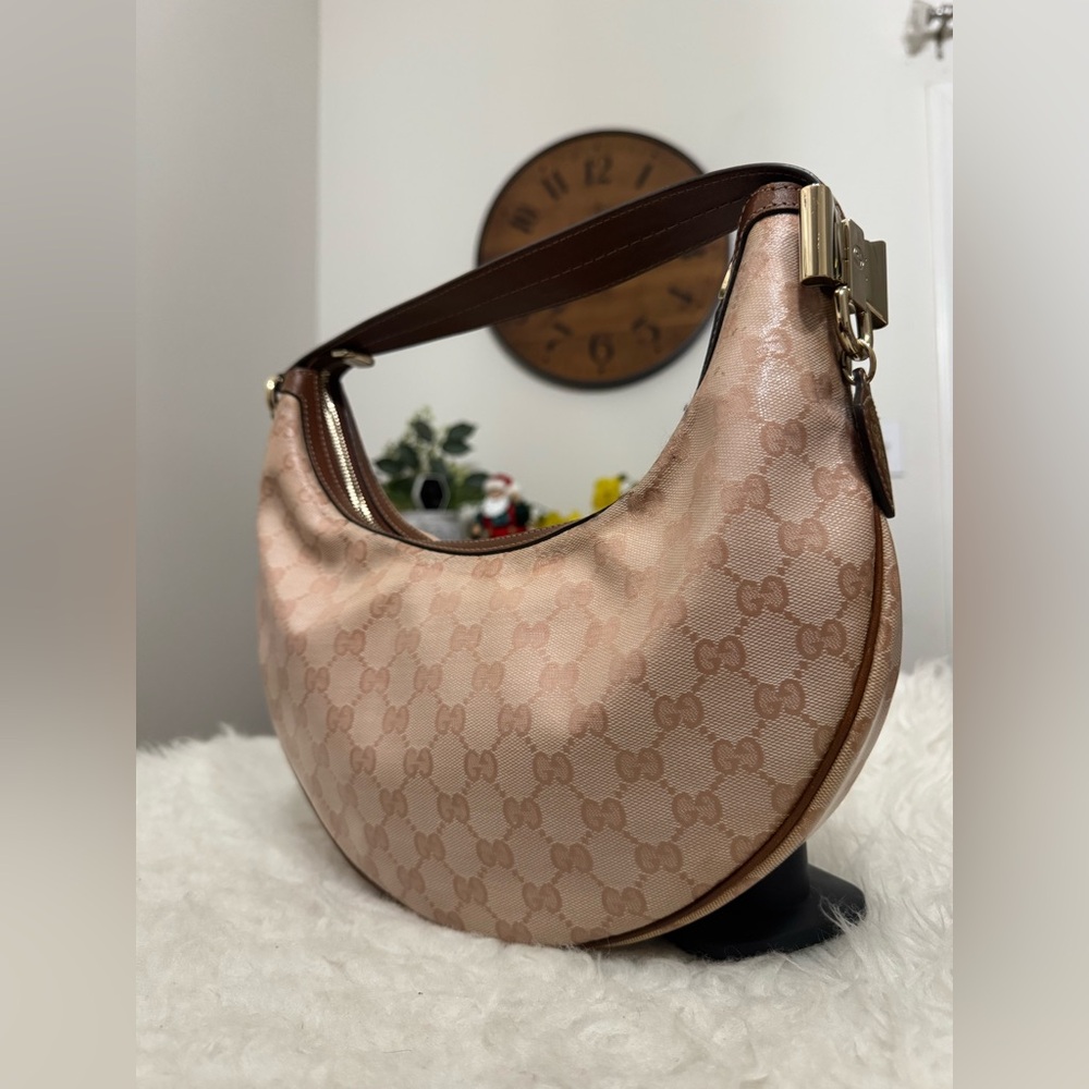 GUCCI PINK GG CRYSTAL CANVAS HOBO BAG - Picture 8 of 17
